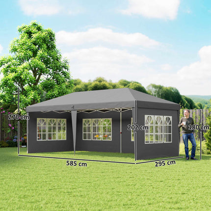 Saliekama nojume 3x6m, ūdensizturīga, ar 4 sānsienām, pelēka