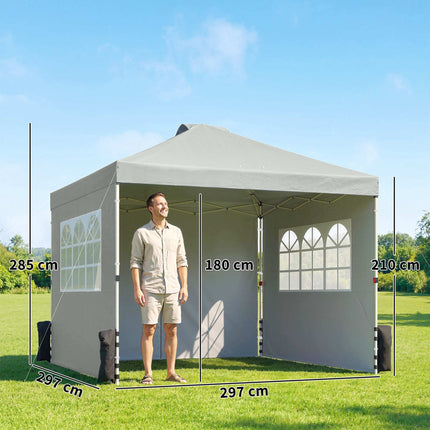 Uznirstošā paviljona, UV50+ ūdensizturīgs, 3 sānu sienas, gaiši pelēka