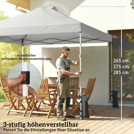 Uznirstošā paviljona, UV50+ ūdensizturīgs, 3 sānu sienas, gaiši pelēka