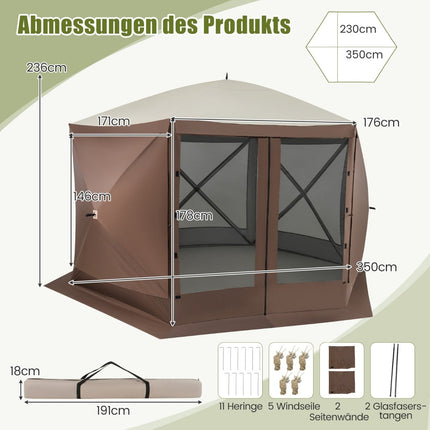 Saliekamā paviljona 350x350 cm ar pārnēsāšanas somu un sieta sienām