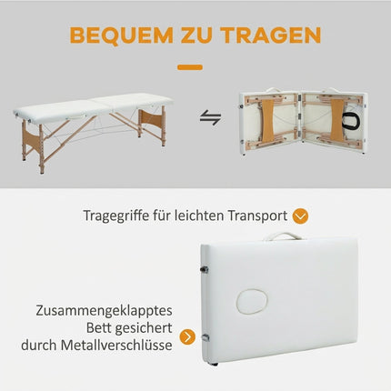 Pārnēsājams divu zonu masāžas galds, regulējams augstums, krēmbalts