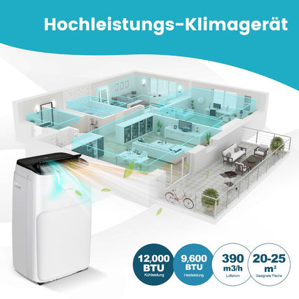 Pārnēsājams 4-in-1 gaisa kondicionieris, 12000 BTU, WiFi vadība