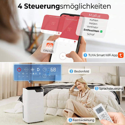 Pārnēsājams gaisa kondicionieris 12000 BTU, Wi-Fi, 4-in-1 režīms