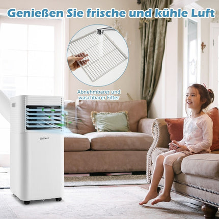 Pārnēsājams gaisa kondicionieris 4 vienā, gaisa dzesētājs ar baltu LED displeju, 7000 BTU