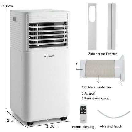 Pārnēsājams gaisa kondicionieris 4 vienā, gaisa dzesētājs ar baltu LED displeju, 7000 BTU
