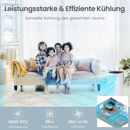 Pārnēsājams gaisa kondicionieris 9000 BTU, 4-in-1, vieda vadība