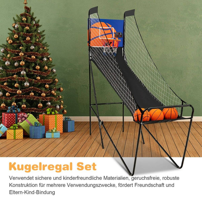 Pārnēsājama arkādes basketbola spēļu automāts bērniem, 208 x 62 x 207 cm, melna