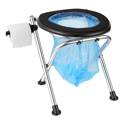 Portable Camping Toilet, Foldable Stainless Steel, 160 kg