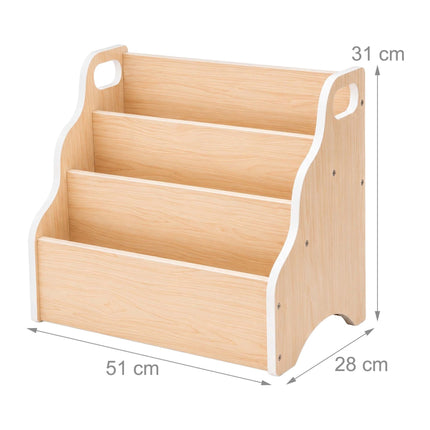 Pārnēsājams bērnu grāmatu plaukts – dabīgs koks, 3 līmeņi, MDF