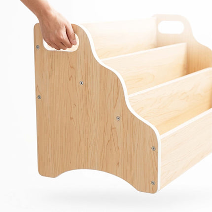 Pārnēsājams bērnu grāmatu plaukts – dabīgs koks, 3 līmeņi, MDF