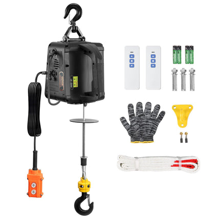 Portable Electric Hoist Winch, 499 kg, Wired and Wireless Remote