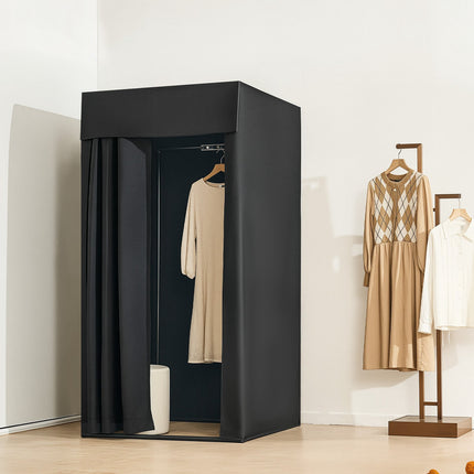 Portable Fitting Room, Black Polyester Curtain, Hook, 99cm