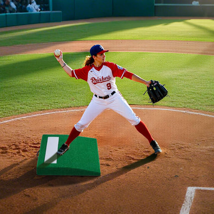 Portable Pitching Mound, 31 in Turf with Rubber, Handle