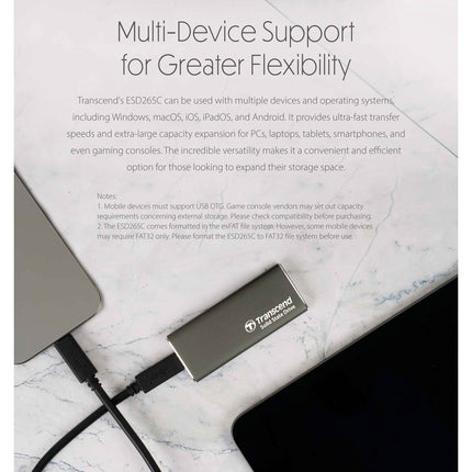 Portable SSD ESD256C USB-C 1TB 10Gbps (R1050/W950 Mb/s) Aluminum