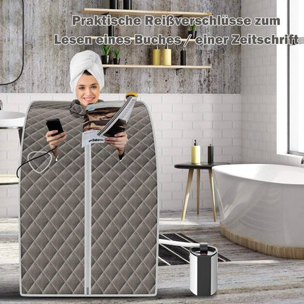Pārnēsājama tvaika pirts, 3 l 1000 W, 9 temperatūras iestatījumi, pelēka