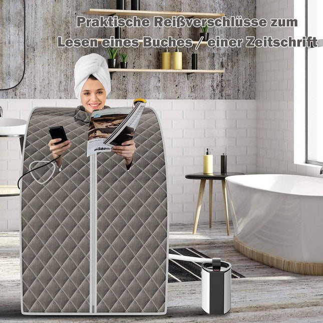 Pārnēsājama tvaika pirts, 3 l 1000 W, 9 temperatūras iestatījumi, pelēka
