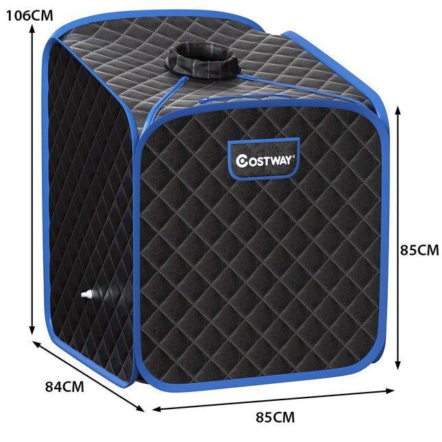 Portable Steam Sauna Spa with Chair Foot Massage Roller and Absorbent Mat 9 Adjustable Temperature Levels Indoor Spa Cabin Black