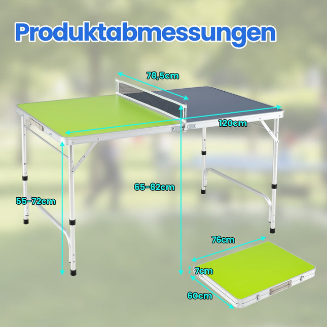 Portable Table Tennis Table Set, 120 x 76 cm, Adjustable Height