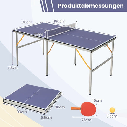 Pārnēsājams galda tenisa galda komplekts ar tīklu, 2 raketēm un 3 bumbiņām, mini galda tenisa galds