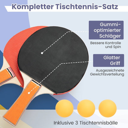 Pārnēsājams galda tenisa galda komplekts ar tīklu, 2 raketēm un 3 bumbiņām, mini galda tenisa galds