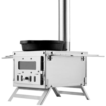 Portable Wood Burning Tent Stove, Stainless Steel, 8 Pipes