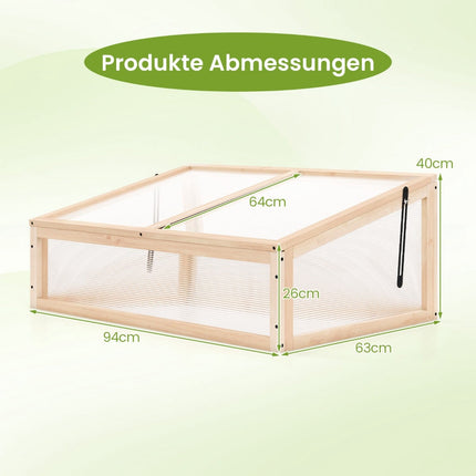 Pārvietojama koka siltumnīca ar regulējamu jumtu, 94x63x40 cm
