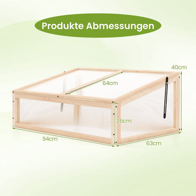 Pārvietojama koka siltumnīca ar regulējamu jumtu, 94x63x40 cm