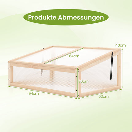 Pārvietojama koka siltumnīca ar regulējamu jumtu, 94x63x40 cm
