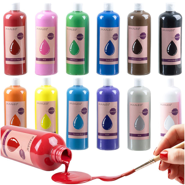 Plakātu krāsu komplekts - 12 krāsas, katra 500 ml