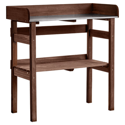 Potting Bench, Galvanized Top, Shelf, Hooks, 78x38x82 cm