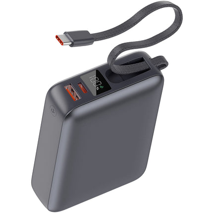 Power Bank 20000mAh 45W PD, iebūvēts USB-C kabelis