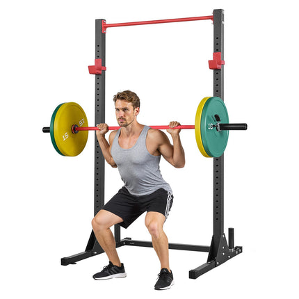 Power Cage Squat Rack – 28-Level J-Hooks, Pull-Up Bar