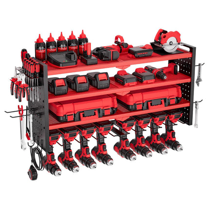 Power Tool Organizer Wall Mount, 4-Tier, 8 Drill Slots