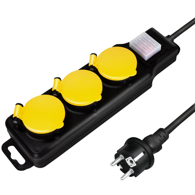 Power outlet 3-way Outdoor use with switch IP44
