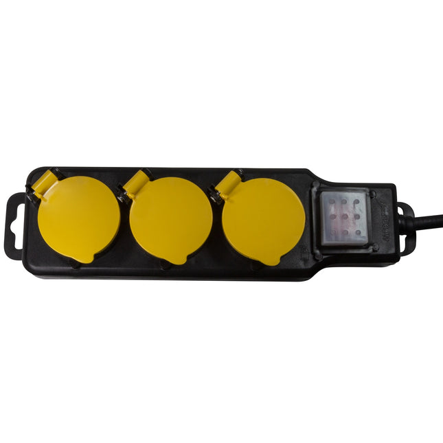 Power outlet 3-way Outdoor use with switch IP44