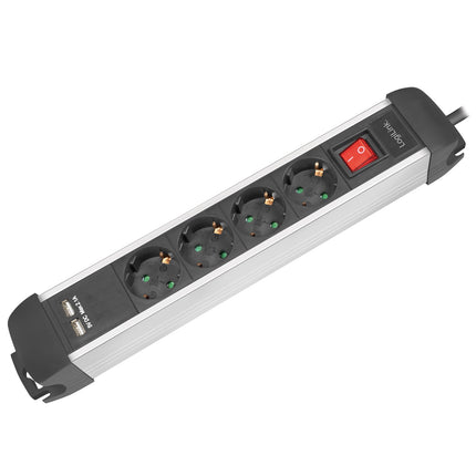 Power outlet 4-way 2xUSB Switch 1.5m mountable