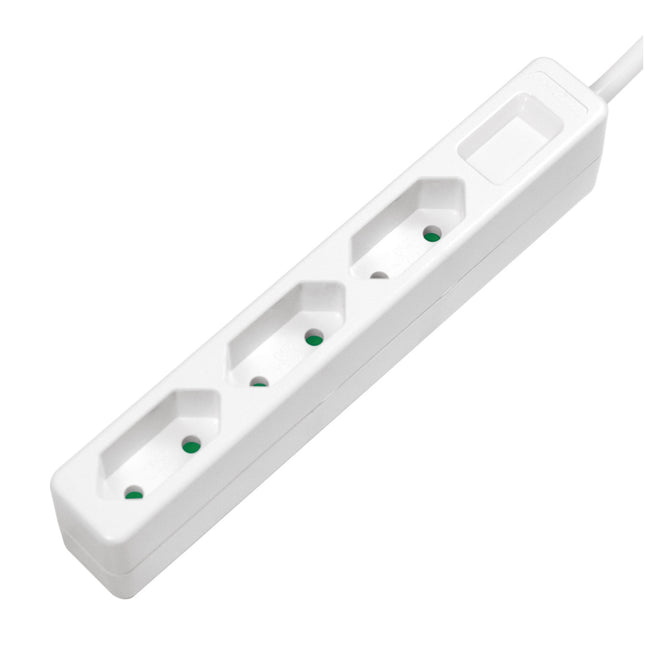 Power outlet Slim Euro 3-way 1.5m White