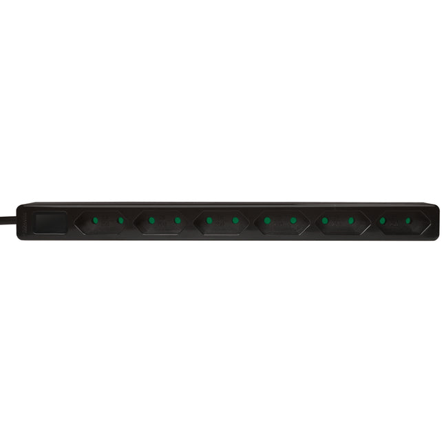 Power outlet Slim Euro 6-way 1.5m Black