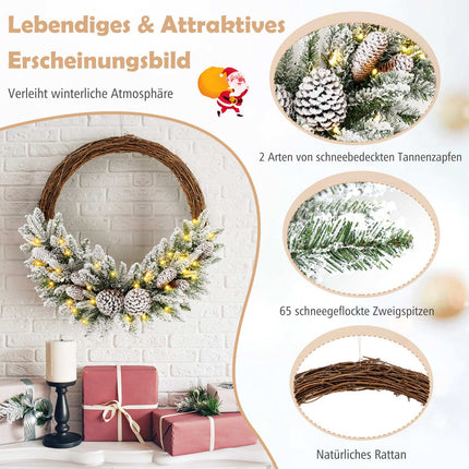 Iepriekš apgaismots 24 collu Ziemassvētku vainags, 35 LED, taimeris