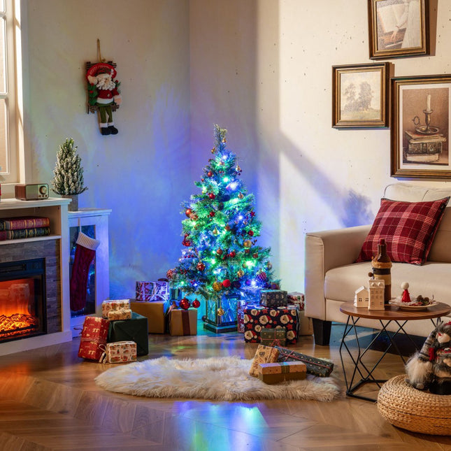 Mākslīgā Ziemassvētku eglīte ar iepriekšēju apgaismojumu, 120 cm, 100 LED, taimeris