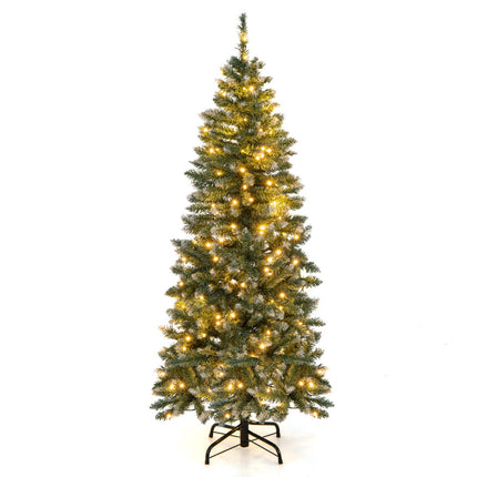 Mākslīgā Ziemassvētku eglīte ar iepriekš apgaismojumu 150 cm, šaura, 200 LED, zili zaļa