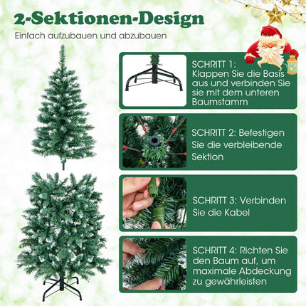 Mākslīgā Ziemassvētku eglīte ar iepriekš apgaismojumu 150 cm, šaura, 200 LED, zili zaļa