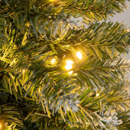 Mākslīgā Ziemassvētku eglīte ar iepriekš apgaismojumu 150 cm, šaura, 200 LED, zili zaļa