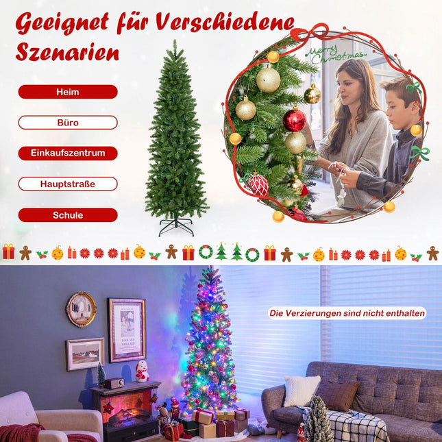 Iepriekš apgaismota mākslīgā Ziemassvētku eglīte 180 cm, 270 LED, 648 uzgaļi