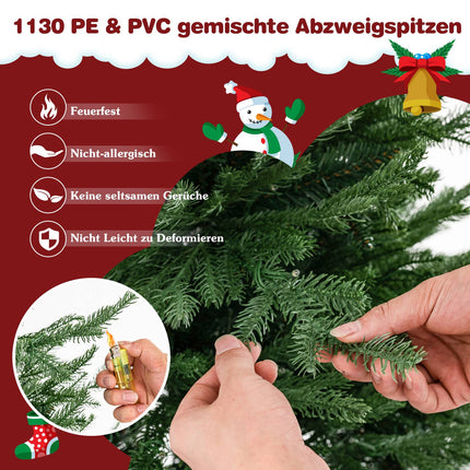 Mākslīgā Ziemassvētku eglīte ar iepriekšēju apgaismojumu, 213 cm, 8 režīmi, silti balta LED gaisma