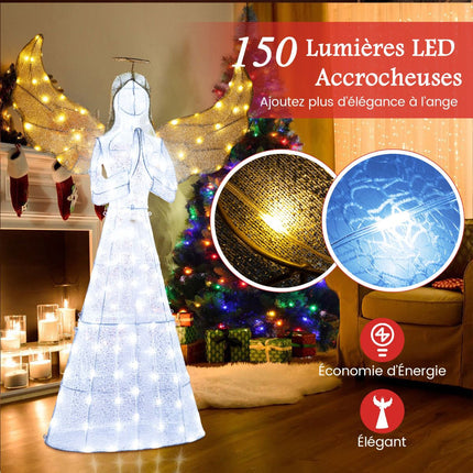 Iepriekš izgaismots Ziemassvētku eņģelis 1,55 m, 150 LED, iekštelpām/ārtelpām