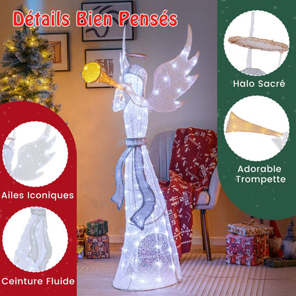Iepriekš apgaismots Ziemassvētku eņģelis, 62 collas, 100 LED, āra