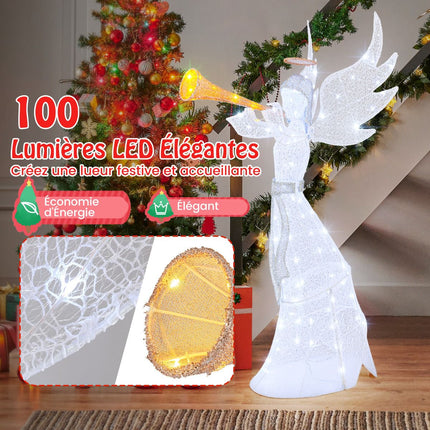 Iepriekš apgaismots Ziemassvētku eņģelis, 62 collas, 100 LED, āra