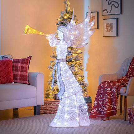 Iepriekš apgaismots Ziemassvētku eņģelis, 62 collas, 100 LED, āra