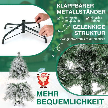 Iepriekš apgaismota Ziemassvētku eglīte ar eņģēm 146 cm, silti baltas LED gaismas